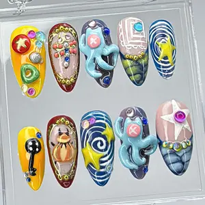 Coraline Inspired 3D Press On Nails – Handmade Nail Set, Cosplay Nails for Horror Fans, Unique Halloween Press On Nails