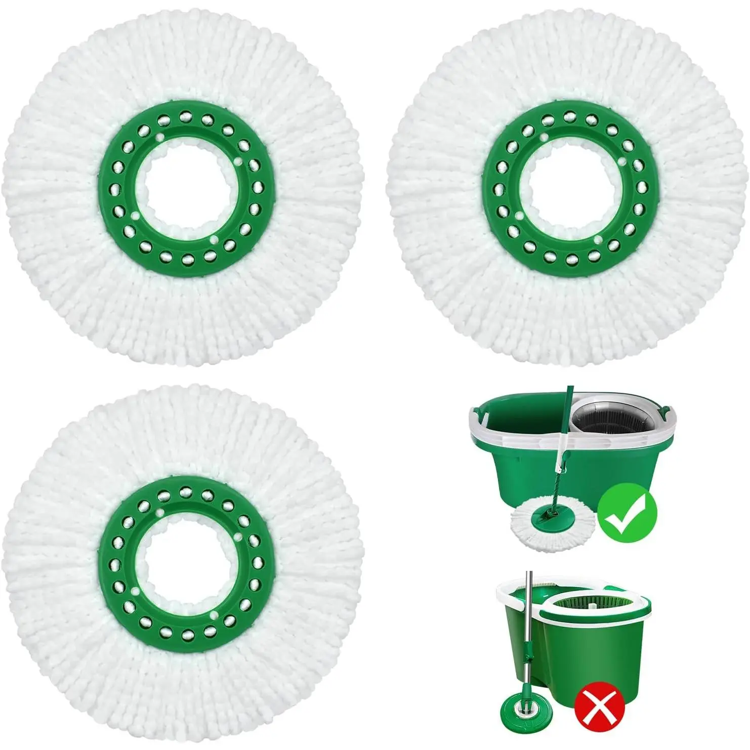 Libman Tornado Spin Mop Reusable Replacement Heads - Thick Microfiber Refills, Easy-to-Replace, Machine Wash, Removable and Washable, Wet-Dry Cleaning (White, 3 Pack)