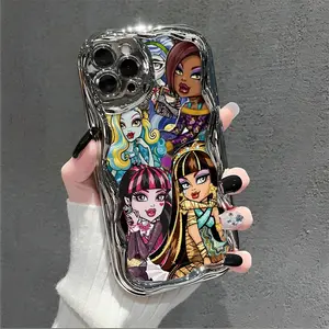 Monster High Girls Crew iPhone Case Element Design Shockproof TPU Silicone Cover for iPhone 16 15 14 Pro Max 13 12 11 XR XS Plus with Drop Protection Soft Feel Ideal Gift for Loved Ones251 Smartphone Protective