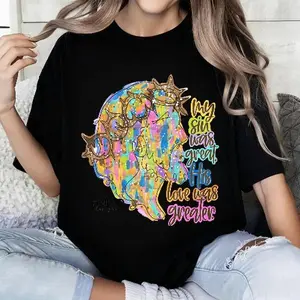 100% cotton Colorful Tie Dye Art Style Women's T-Shirt With Inspirational Quote And Star Accessories Design For Casual Wear In Spring And Summer Perfect Gift For Friends And Family