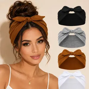 Women's Unisex 4-Pack Wide Rabbit Ear Elastic Ribbon  Set, Non-Slip Soft Thick African Style  for Sports, Yoga, Gym, Comfortable Wide-Brimmed Hair Accessories, Valentine's Day/Christmas Gift,  For Women headbands