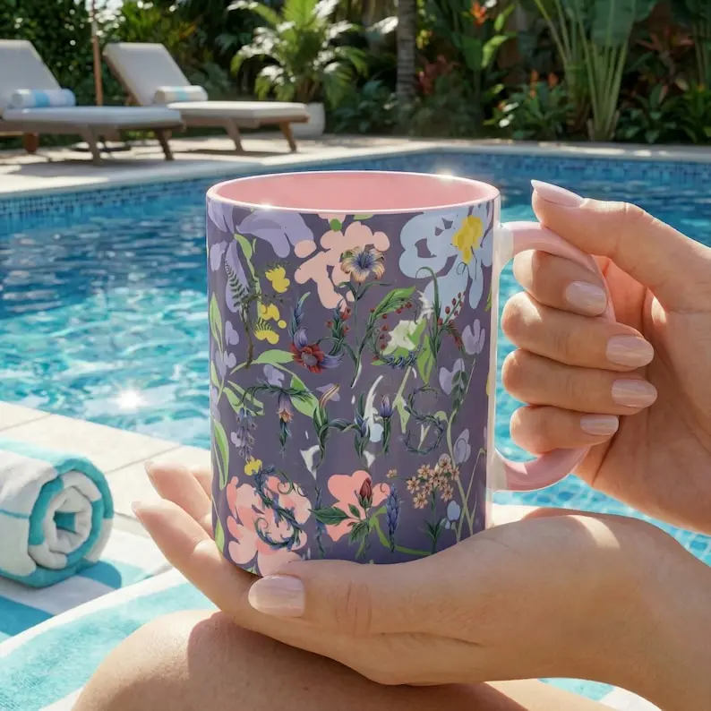 Hidden Message Floral Mug  Funny Sarcastic Coffee Mug, Secret Swear Mug, Cute But Rude Mug, Fxxk This Shit Coffee Cup
