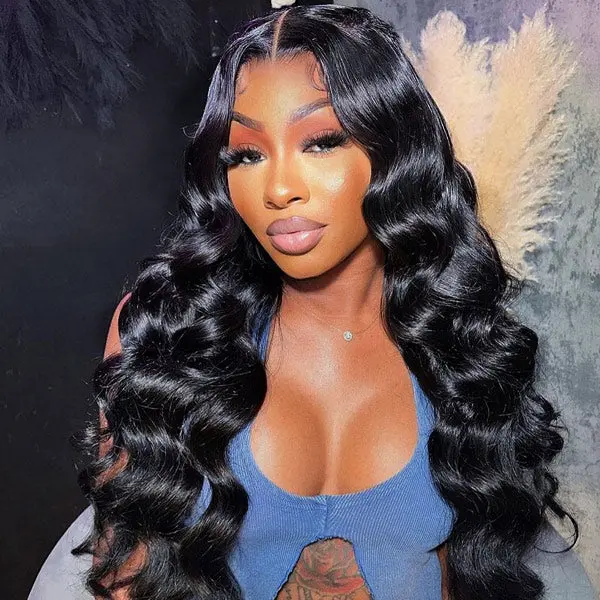 [LIVE ONLY] 24 Inch 13x4 Body Wave Lace Front Wigs Glueless Wig Human Hair 150 Density 13x4 HD Lace Frontal Wigs Human Hair Pre Plucked Wigs for Women Glueless Lace Frontal Wig Natural Black Body Wave Wig