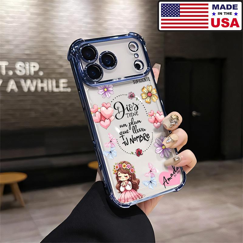 Customized Vintage Print Praying Little Girl Spanish Bible Verse Silicone TPU Phone Case - Shockproof Protection Cover, Aesthetic Accessory for iPhone 17/16/15/14/13/12 Plus Pro Max & Samsung 22/23/24/25 Plus Pro Max Ultra Smartphones