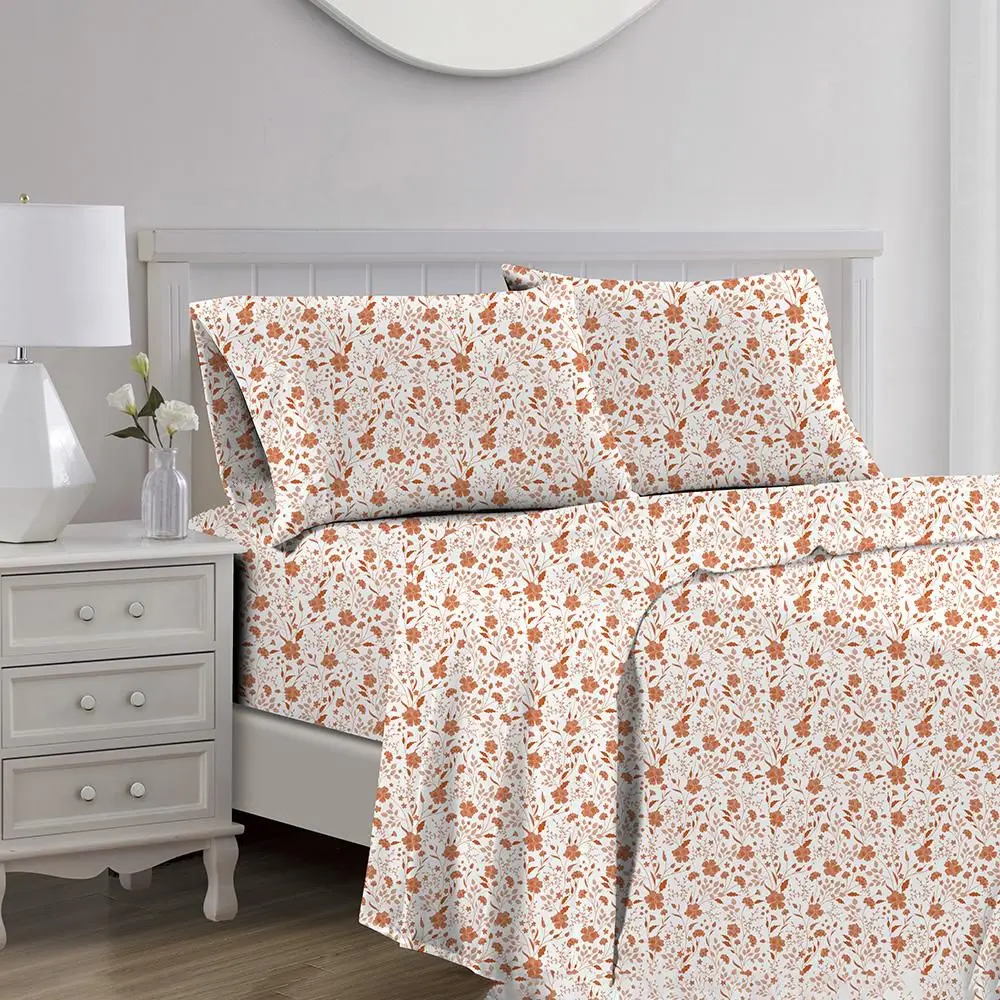 RT Designers Collection Lucy 1000 Thread Count CVC Ultra Soft Cotton Sheet Set, All Seasons King Spice Queen, Cruelty-Free, Machine Washable