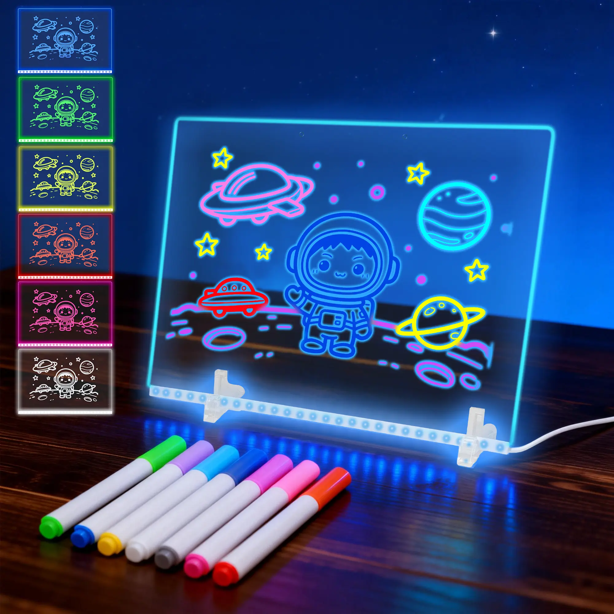 Deluxe LED Drawing Board Set with 12 Markers Includes Stand Sketchbook ...