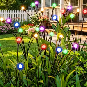 Colourful RGB Waterproof Solar-Powered Dancing Lights, LED Outdoor Solar Firefly Lights for Garden and Pathway Decoration