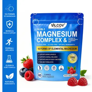 VILCOV 14-in-1 Magnesium Complex Gummies with 10 Types of Magnesium – 1000mg Mixed Berry Blend, Ashwagandha, L-Theanine, D3 & Zinc – 60 Chewables for Full Body Calm, Muscle Support & Healthy Sleep – Perfect for Busy Lifestyles & Travel
