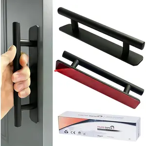 6 Inch Black Matte Self-Adhesive Shower Door Handle, Widely Used in Bathroom Glass Doors, Wooden Doors, etc.