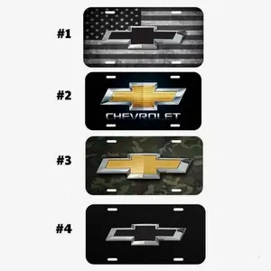 Chevrolet Bowtie Logo License Plate Collection – American Flag, Classic, Camo, Carbon Black 12"x6" Aluminum Vanity Car Tags for Car Truck Decor