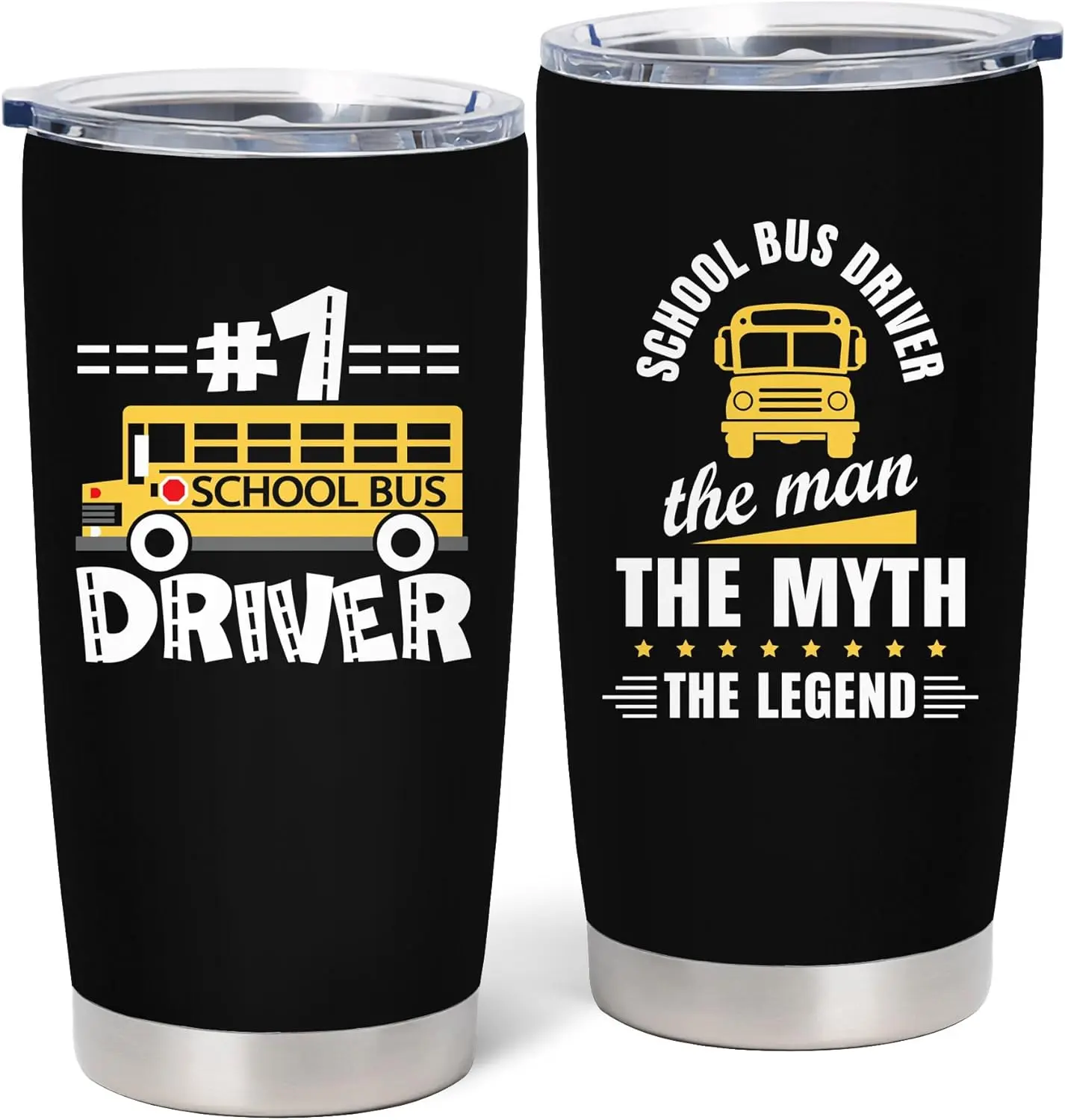 Bus Driver Gifts for Men - School Bus Driver Appreciation Gifts - Best Bus Driver Ever Gift - Funny Bus Drivers Gift Ideas, 20 oz Stainless Steel Tumbler With Lid & Straw