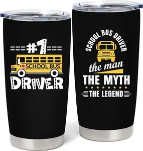 Bus Driver Gifts for Men - School Bus Driver Appreciation Gifts - Best Bus Driver Ever Gift - Funny Bus Drivers Gift Ideas, 20 oz Stainless Steel Tumbler With Lid & Straw
