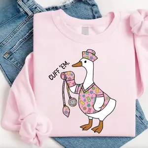 Cuff Em Nurse Sweatshirt Or T-Shirt, Goose Nurse Shirt, Easter Nurse Tee, Silly Goose Sweater, Nurse Appreciation Gift, Nurse Gifts For Easter For Her