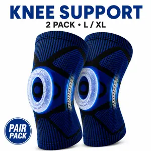 2 Pack Professional Knee Brace, Compression Knee Support with Patella Gel Pad & Side Stabilizers, Medical Knee Sleeve for Pain Relief, ACL,PCL, Meniscus, Injury Recovery, Arthritis, Sports, Workout