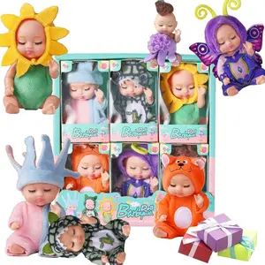 Cute Mini Sleeping Dolls (6pcs/set), Simulation Dolls with Animals & Flower Themed Clothes, Best Birthday Festival Gift, Collectible Dolls, Dolls Gifts