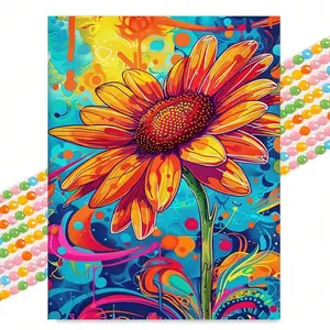 Colorful Sunflower Diamond Painting Oil Art Style Round Drill 30x40cm Mosaic Unframed Wall Art for Living Room Bedroom Entryway Decoration
