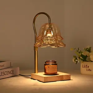Adjustable Height & Timer-Enabled Candle Warmer Lamp – Gold Flower Design for Versatile Home Fragrance & Perfect Mother’s Day Gift for Cozy Home Decor