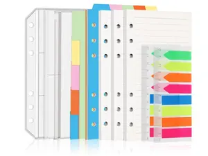 A6 Refill Paper Planner Inserts 6 Ring Notebook Binder, 135 Sheets Lined Filler Paper, 3 Binder Pockets & 10 Dividers And 160PCS Neon Sticky Tabs Refillable Personal Planners Journals