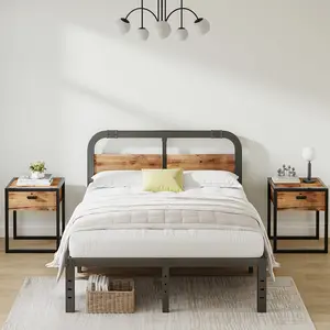 Aardhen 14 Inch California King Bed Frames with Headboard and Footboard, Heavy Duty Metal Platform, No Box Spring Needed, Noise-Free, Black Furniture Design Aesthetic Reinforced Legs Modern