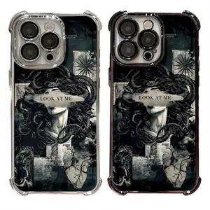 Medusa Petrochemical Electroplate AntiDrop Phone Cases For iPhone 17 Promax Pro Air 16 Plus 15 14 13 12 11 Black Shockproof Protective Cover Gift For Birthday Christmas Halloween