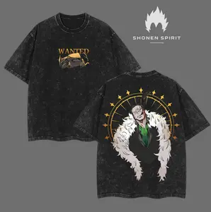 Crocodile - One Piece Anime Double Printed Vintage Washed Unisex Oversize Anime Manga Washed Heavyweight Cotton T-shirt, gifts For Anime Fan, Anime Lover