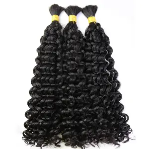 Curly Bulk Human Hair For Braiding Hairpieces Burmese Curly Bulk Hair Braids Human Hair Extensions 100g/Bundles Natural Color