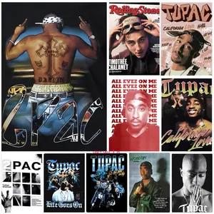 Poster Self-Adhesive Waterproof Art Sticker, Aesthetic Minimalist Wall Poster for Coffee Shop, Bar & Home Room Decor Celebrities T-Tupac Shakur