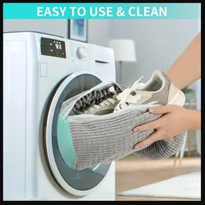 Shoe washing machine bag, reusable sports shoe washing bag for washing machine, shoe washing bag for washing machine and dryer, 360 degree deep cleaning with safety zipper, washing machine&dryer safe, laundry accessories, laundry bag