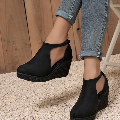 Women's Fashion Lightweight Rope Block Heel Shoes, Deep Back Design, Casual Style, Comfortable, Elegant, Stylish and Trendy Footwear, for Daily Wear, High Heel