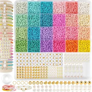 3mm Glass Seed Beads for Bracelet Jewelry Making 24 Colors Bracelet Making Kit for Adults DIY Friendship Bracelets Kits with Letter Beads
