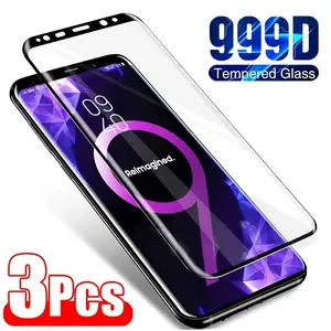 3 Pcs Curved Ultrasonic Fingerprint Tempered For Samsung Galaxy S10 5G S8 S9 S8+ S9+ Plus Note 9 8 Screen Protector Glass