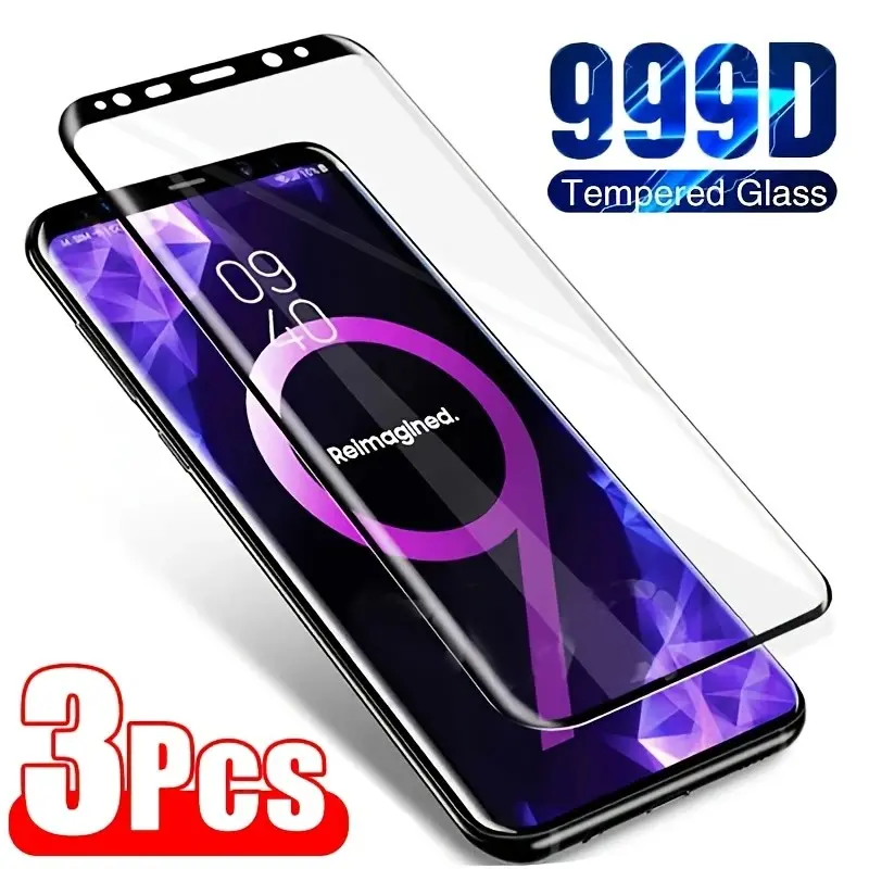 3 Pcs Curved Ultrasonic Fingerprint Tempered Glass Film For Samsung Galaxy S10 5G S8 S9 S8+ S9+ Plus Note 9 8 Smartphone Protective Screen Protector Glass Accessories Protection