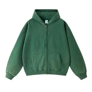 2025 Men's Zip Up - Oversized No String Zip Up Sweater - Pullover, Hoodie Washed, Full Zip Menswear Stylish streetwear