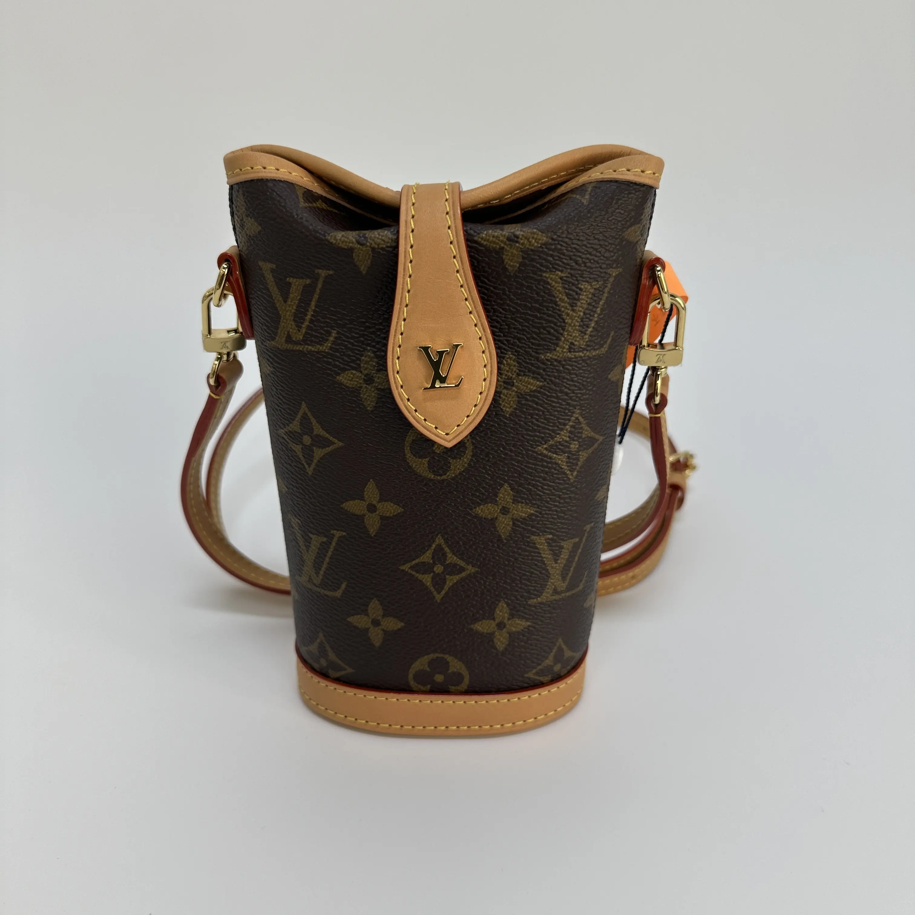 Pre-owned Louis Vuitton Fold Me Pouch Leather Trim Phone Crossbody Purse