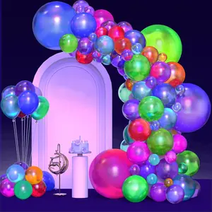 120 Pcs Uv Neon Balloons, Neon Glow Party Balloons Uv Black Light Balloons Glow In The Dark For Birthday Decorations Wedding Glow Party Supplies Blacklight Reactive Fluorescent Balloons (120)