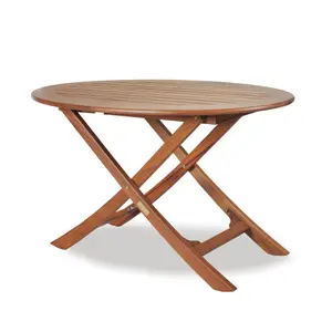 HomeRoots 479052 40 in. Oval Solid Wood Folding Outdoor Side Table, Brown