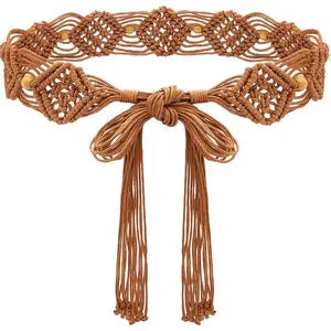 Boho Braid Belt for Women Bohemian Woven  Belts for Dress