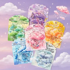 Dreamy Cloud Journal Stickers, 6 Designs Aesthetic Scenery Decals for DIY Kids Crafts & Scrapbooking