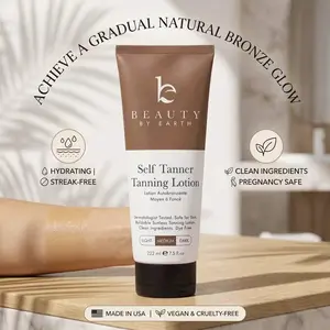 Beauty by Earth Gradual Self Tanner Body Lotion - Natural, Streak-Free, Hydrating Bronzing Sunless Glow, Made in USA, Vegan, Cruelty-Free, Pregnancy-Safe