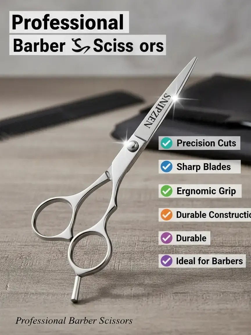 SNIPZEN Professional Barber Scissors 6.5 Inch, Stainless Steel Hair Cutting Shears, Sharp Salon Scissors, Ergonomic Hair Shears for Barbers & Stylists Hair Cutting Kit Hair Styling Storage Thinning Shears