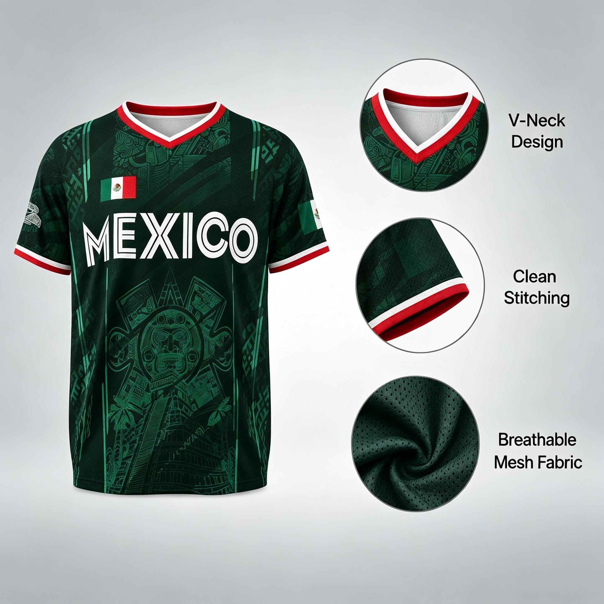 2026 Mexico Soccer Jersey, Chichén Itzá Pyramid Graphic Retro Soccer Jersey, All over Print, Casual Style for All Seasons, Classic Throwback Jersey Sportswear Top 2026 Mexico Soccer Jersey, Chichén Itzá Pyramid Graphic Retro Soccer Jersey, All over Print, Casual Style for All Seasons, Classic Throwback Jersey Sportswear Top