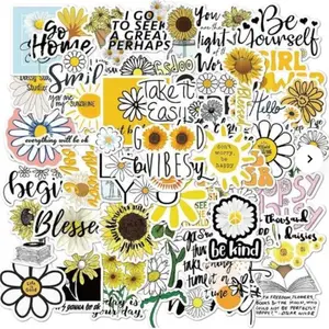 50 Sunflower Graffiti Stickers Set, Decorative Decals for Notebooks Water Bottles Luggage Guitar Skateboard, Fun DIY Accessories