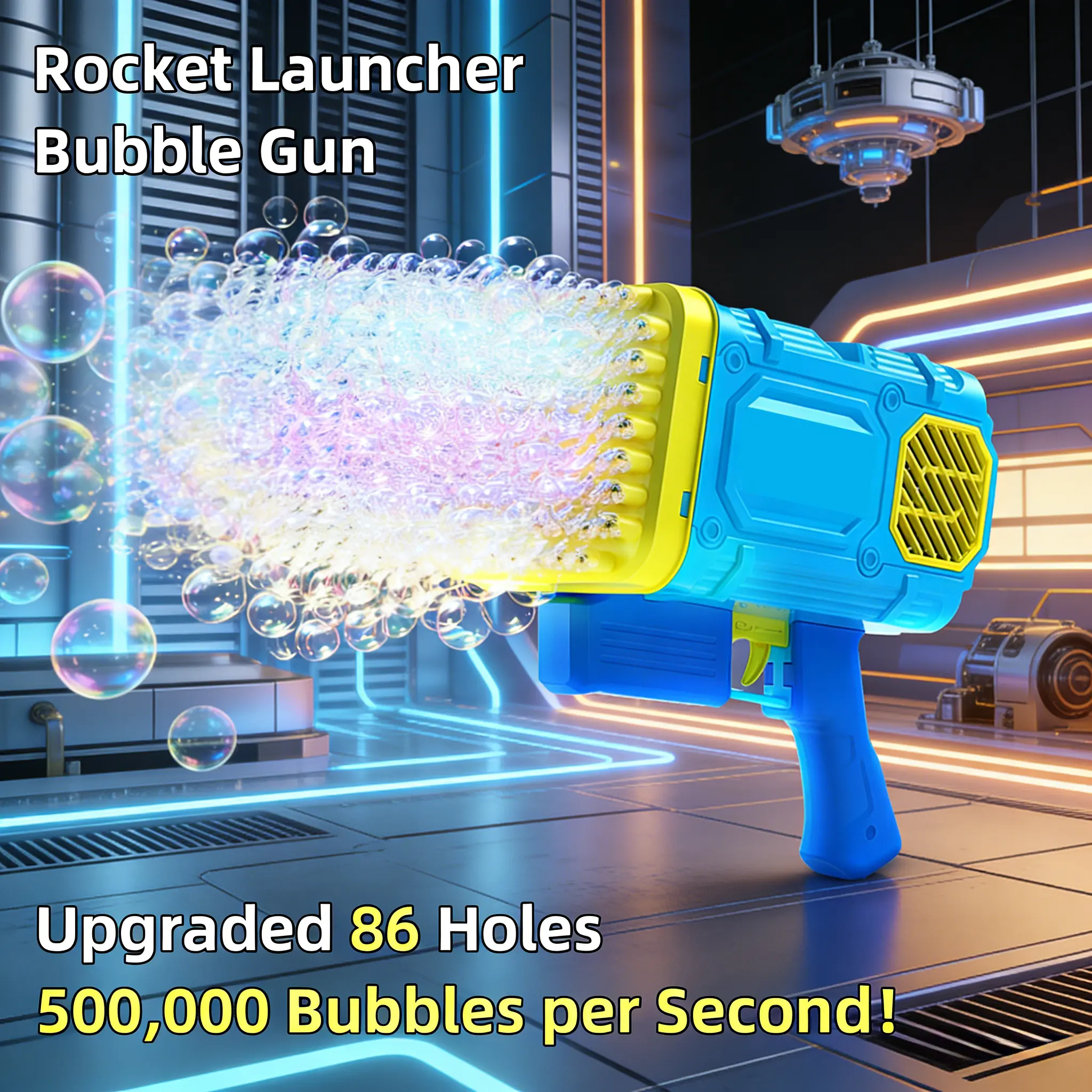 2026 new: 86 & 42 Holes Super Bubble Blaster,Bubble Gun Toy,Bubble Machine – Rocket Shape Bubble Machine with Lights for Kids, Parties & Summer Fun