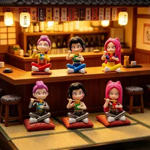 Cute Funny Eating Style Girl Figurines, Trendy Collectible Dolls, Kawaii Character Ornaments, Safe Non-Toxic PVC Material, Desk Decor Toys