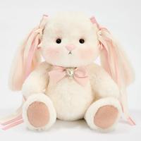 Bunny With Pink Ribbon & Pearl Necklace
