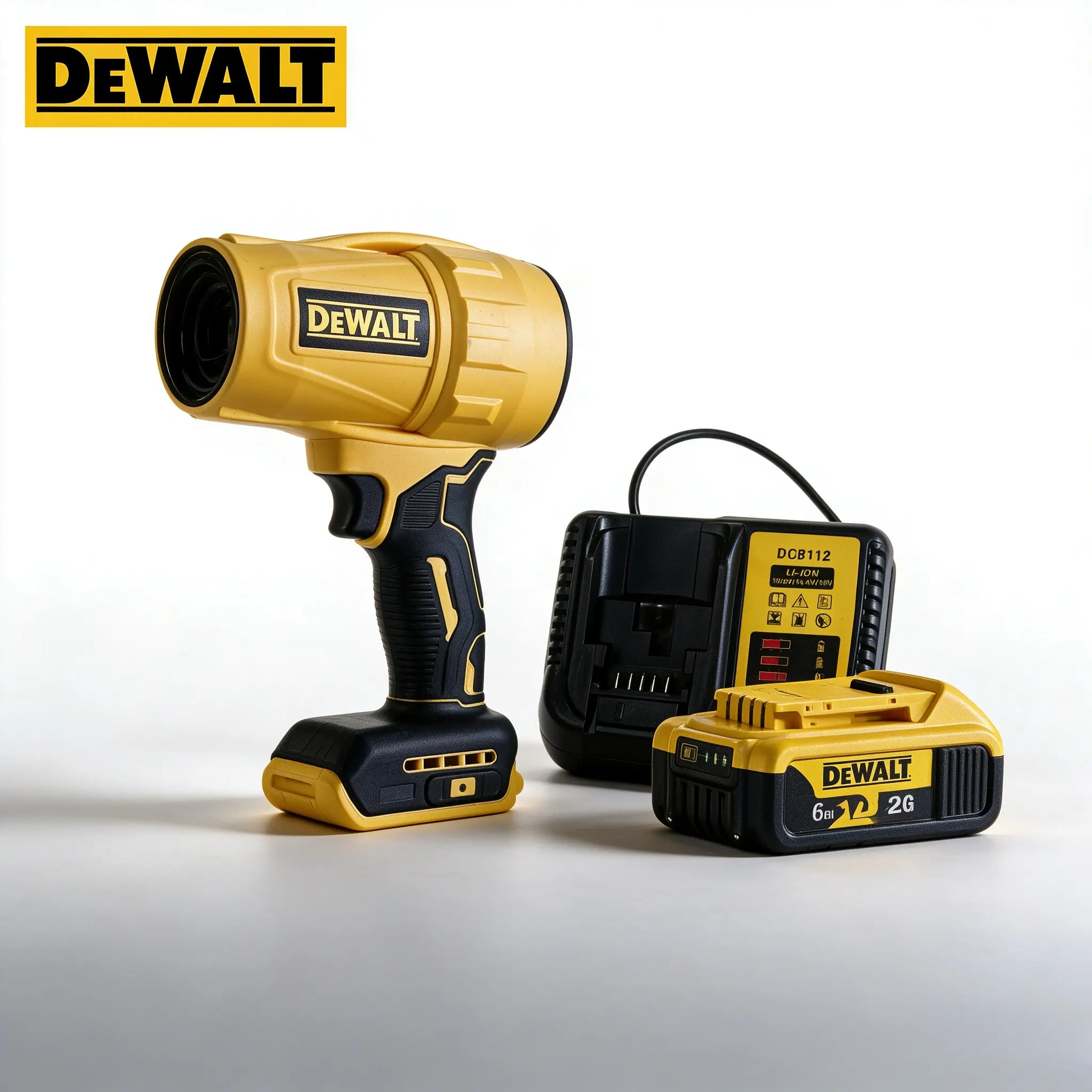 DeWalt 21V Cordless Handheld Blower Kit, 700W Max Power, 24000 RPM Motor Speed, 0.9kg Air Thrust, 1000g Peak Force for Workshop Cleaning, Lawn Maintenance