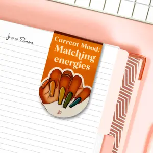 Matching Energies Magnetic Bookmark - Beautifully Illustrated Two-Sided Design for Books Notebooks Planners Journals 2" Tall Folded Size Cardstock Paper Laminated One Side