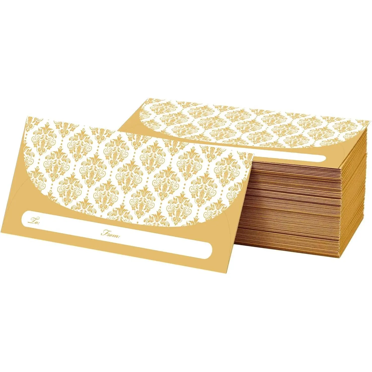 100 Pack   Envelopes for  Gifts (7x3 Inch), Fancy Decorative Design  Holder for Christmas, Birthday, Graduations, Weddings, Small  Saving Envelopes, Bulk Value Pack