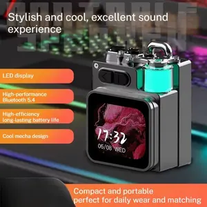 Mecha-Style Wireless Speaker with 2.01in TFT Touch Screen, RGB Ambient Lights, Bass Boost, Zinc Alloy All-Metal Body, IPX5 Water Resistant, Low-Latency Gaming Audio, TF Card Support, USB-C