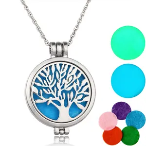 Hot Selling Luminous Tree of Life Necklace Openable Glowing Aromatherapy Diffuser DIY Necklace Hope Accessories